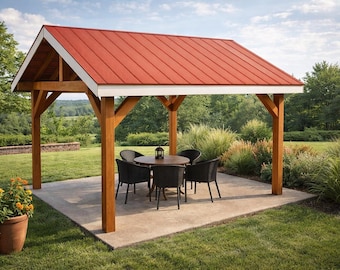 12x14 Pavilion Plans – Gable Roof Outdoor Shelter, Backyard Shade (PDF Download)