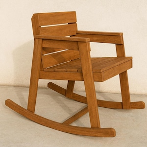 DIY Rocking Chair Plans – Modern Wooden Rocker, Indoor Outdoor Chair, Rustic Furniture, Step by Step PDF Woodworking Project