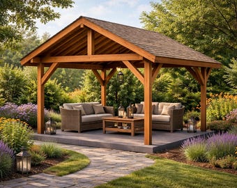 DIY 14x14 Gable Pavilion Plans - PDF Download
