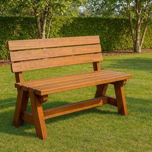 DIY 2x4 Bench with Backrest Plans - Garden Bench Plans - Outdoor Seating made from Wood - PDF Download