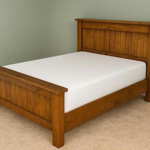 DIY boerderij plattegronden met queensize bed – rustiek houten bedframe, traditioneel slaapkamermeubilair, stap voor stap pdf-houtbewerkingsproject