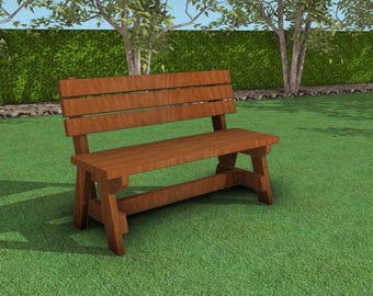 DIY 2x4ベンチ（背もたれ付き）設計図 - ガーデンベンチ設計図 - 木製