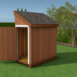 DIY 4x8 Bike Shed Plans – Small Lean To Storage Shed, Outdoor Bicycle Shelter with Side Door, Backyard Wooden Shed, Step by Step PDF Project
