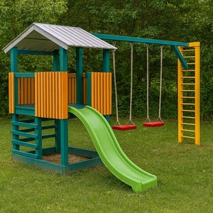 DIY Kids Playset Plans - Easy Wooden Playset with Fort and Swings Plans - PDF Download