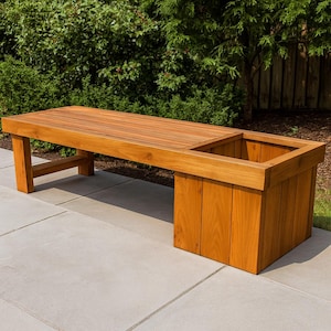 DIY Garden Bench Seat with Planter Plans - Plans for Easy Wooden Bench with Planter - PDF Download