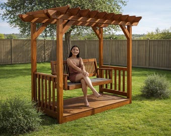 DIY Pergola Arbor Plans – Swing Stand, Backyard Decor (PDF Download)