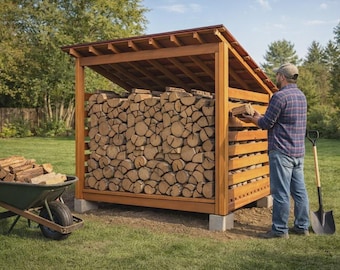 6x8 Firewood Shed Plans – Lean-To Wood Storage (PDF Download)