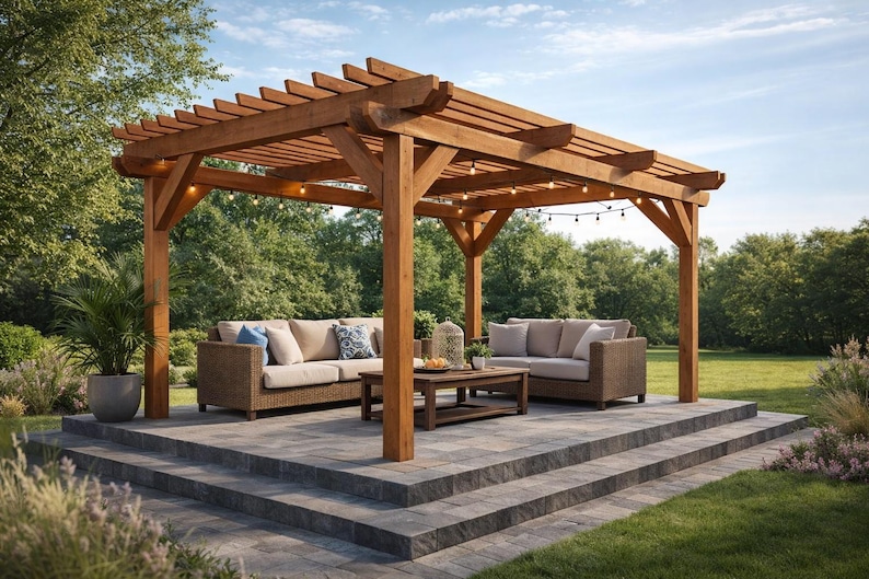 10x16 Free Standing Pergola - DIY Digital Pergola Plans - PDF Download image 1