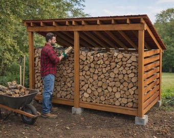 8x12 Firewood Shed Plans – 4 cord Lean To Wood Storage (PDF Download)
