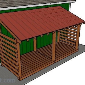 5 Cord Attached Wood Shed Plans - 6x16