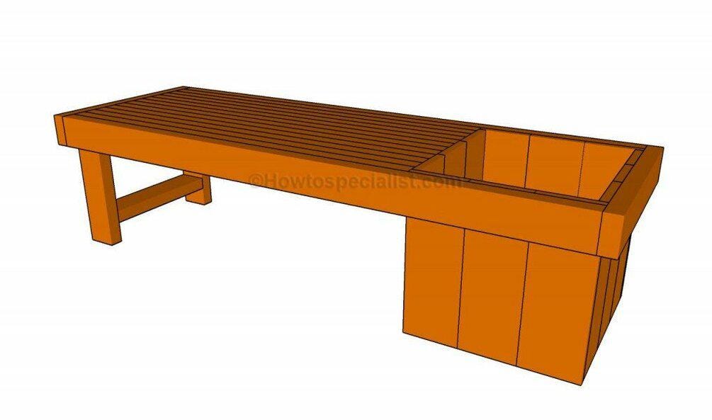 DIY Garden Bench Seat With Planter Plans - Plans for Easy Wooden Bench ...