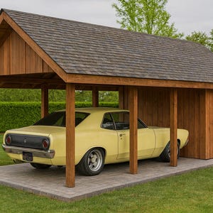 12x26 Carport with Storage Plans - Open Garage Plans - PDF Download