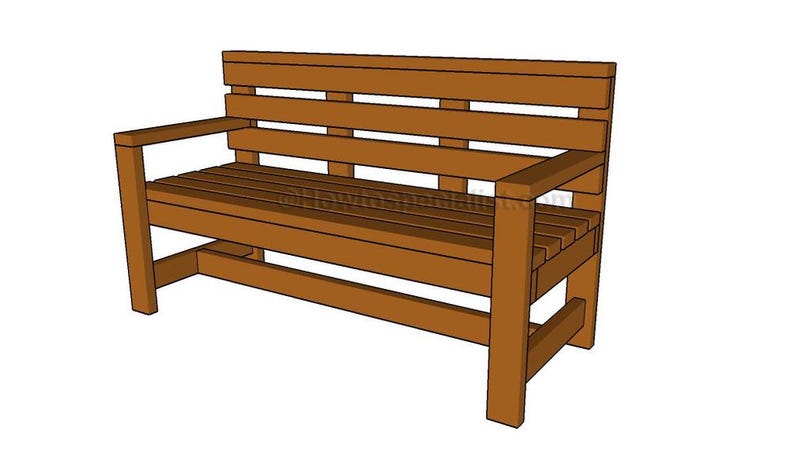DIY Garden Bench Plans – Outdoor Bench With Backrest (PDF Download) - Etsy