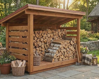 4x10 Firewood Shed Plans – DIY 1.5 cord Lean-To Wood Storage (PDF Download)