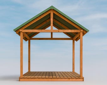 8x10 Garden Shelter Plans – Gable Roof Gazebo, DIY Printable - PDF Download