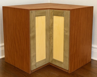DIY Corner Cabinet Plans – Wooden Kitchen Storage Cabinet with Doors, Rustic Pantry Furniture, Step by Step PDF Woodworking Project