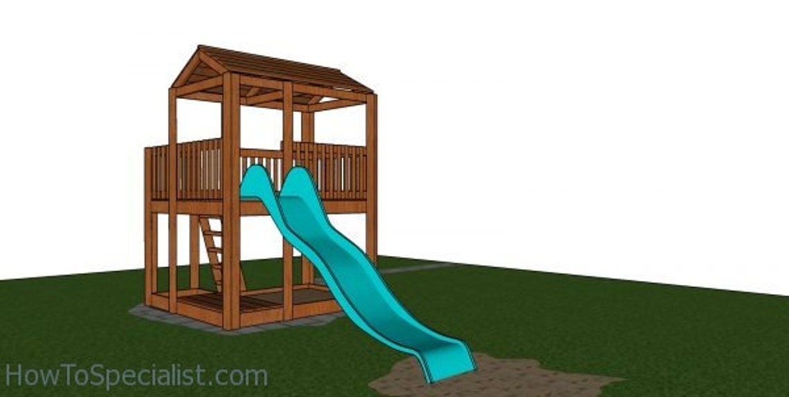 Outdoor Kids Fort With Slide Plans Etsy Canada