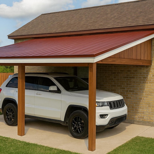 Planos de cochera adosada de 12x20 (DIY) - Cubierta de patio adosada (Descarga PDF)