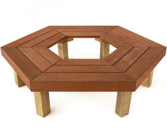 Hexagon Tree Bench Plans - Outdoor Digital Furniture DIY Plans