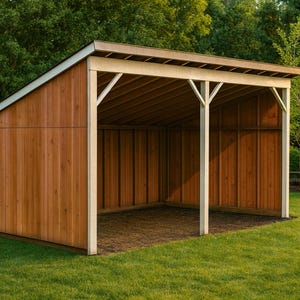 DIY 16x24 Run In Shed Plans – Large Outdoor Shelter, Farm Equipment Storage, Livestock Shed, Step by Step PDF Woodworking Project