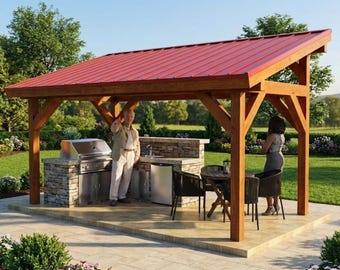 8x16 Lean-to Gazebo Plans – DIY Grill Pavilion (PDF Download)