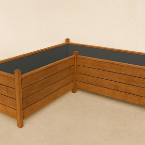 DIY Corner Planter Box Plans – Modern Wooden Garden Planter, Patio Deck Flower Box, Outdoor Plant Stand, Step by Step PDF Wood Project