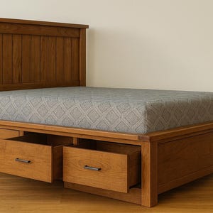 DIY King size Bed Frame with Drawers Plans - Storage Bed Frame Plans - King Farmhouse Bed Plans - PDF Download