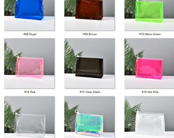 Clear, Cosmetic, Make up, Beauty Organizer bag, 3 sizes, 13x13x5cm, 20x15x5cm, 23x17x7.5cm 19 Color options, Holographic beauty organizer.