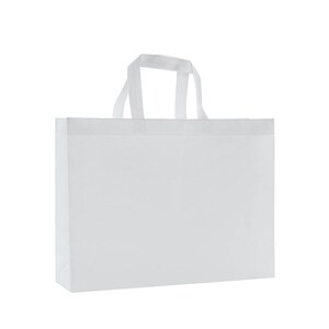 May include: A white reusable shopping bag with a white handle.