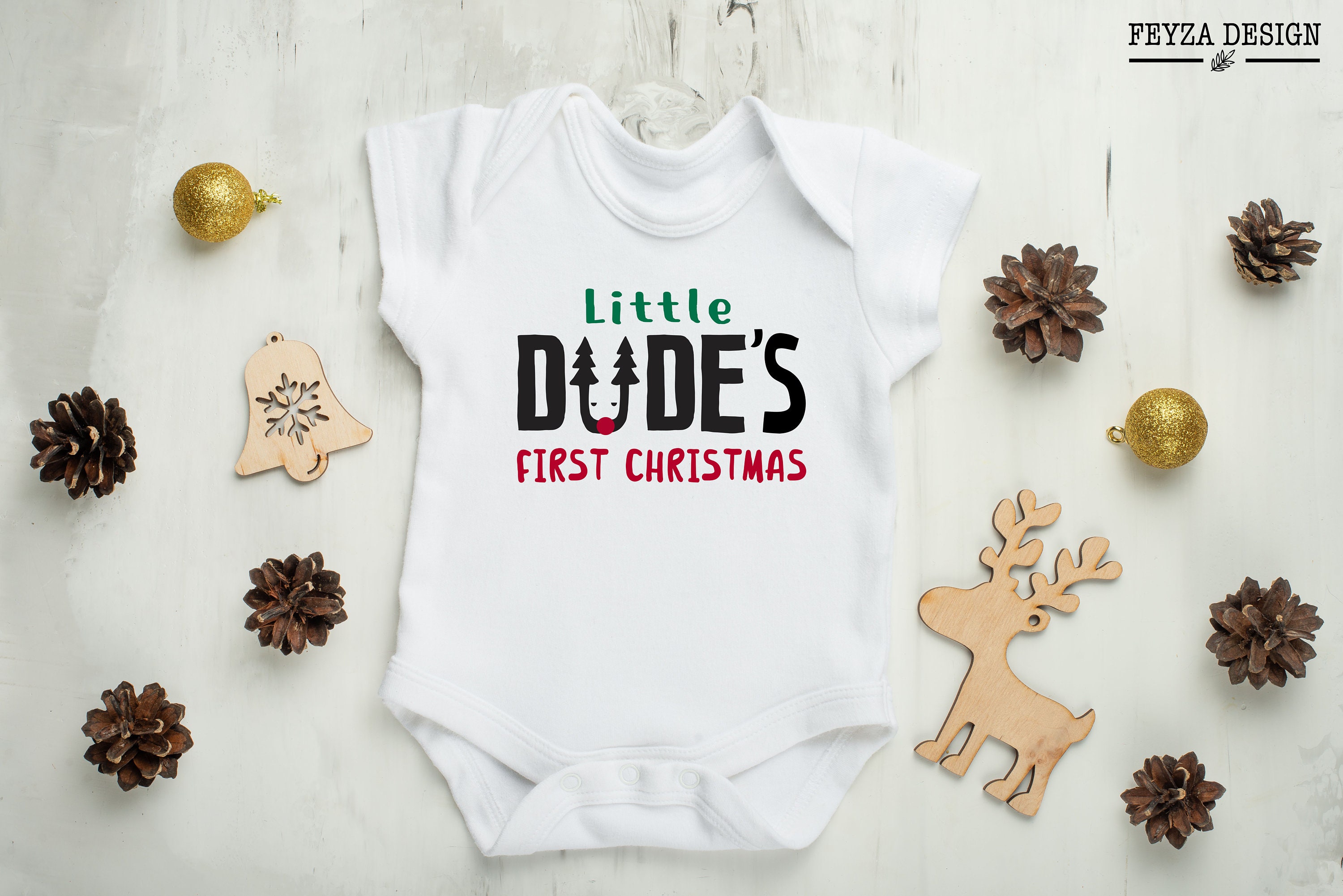Little Dude's First Christmas Bodysuit Baby Girl Baby Etsy