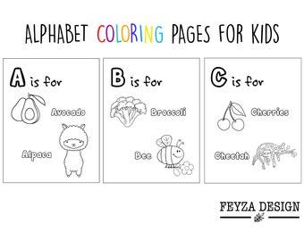 Alphabet Coloring Pages For Kids | Printable Coloring Pages | Great Activity for Preschool, Kindergarten, Homeschool | Digital PDF Download
