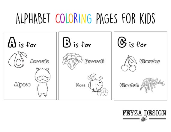 alphabet coloring pages for kids printable coloring pages etsy