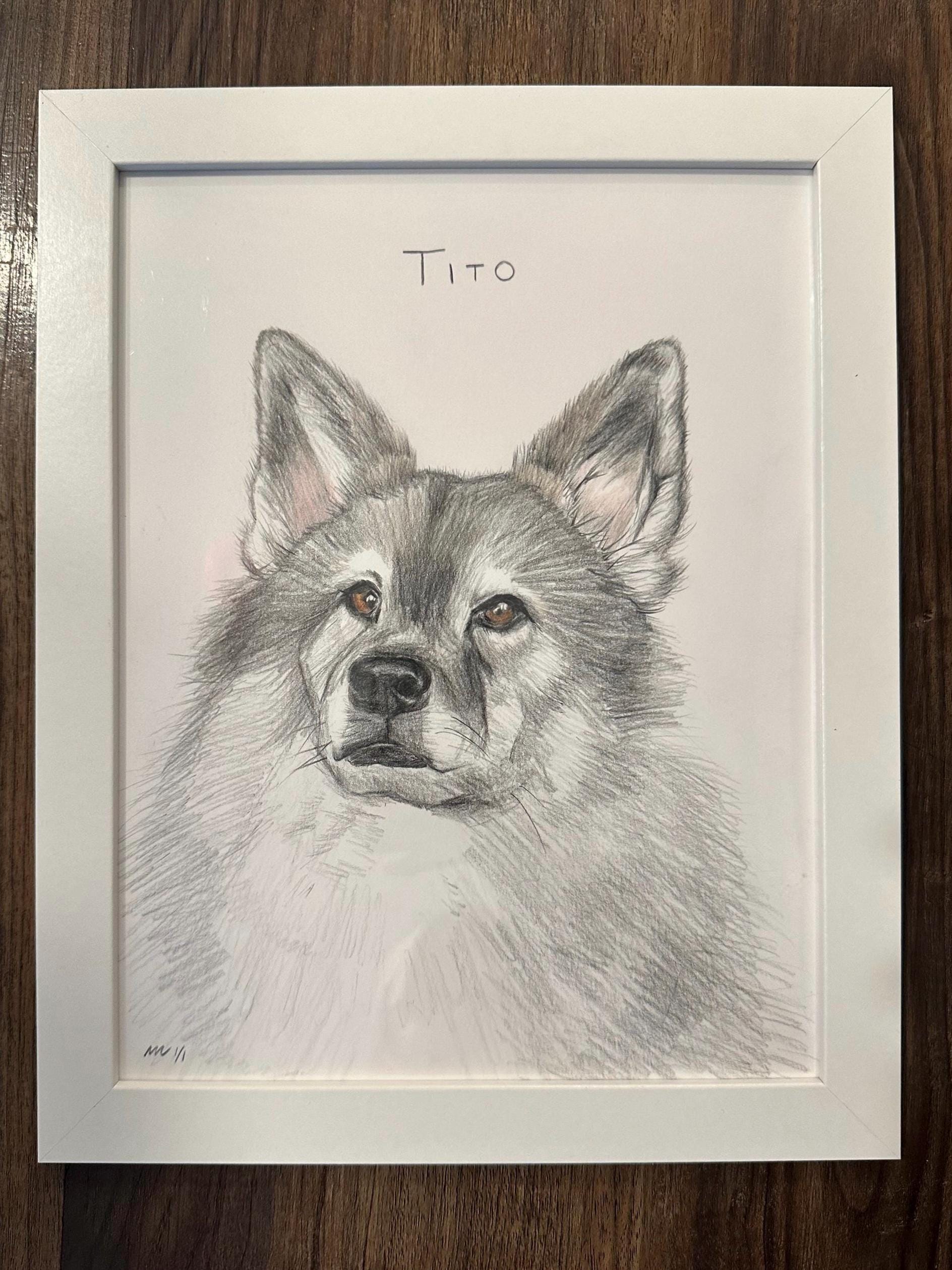 ペットの肖像画：額入り [8.5x11インチ] - Etsy 日本