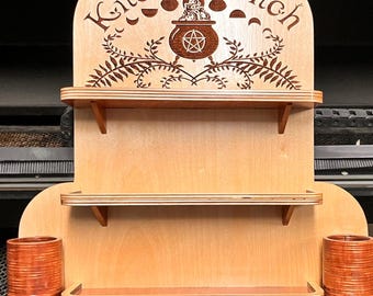 Kitchen witch wall mounted spice rack