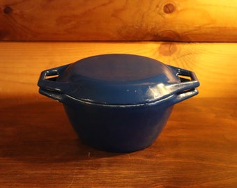 Vintage Blue Copco Enamel Cast Iron Dish with Lid - D1 - Denmark