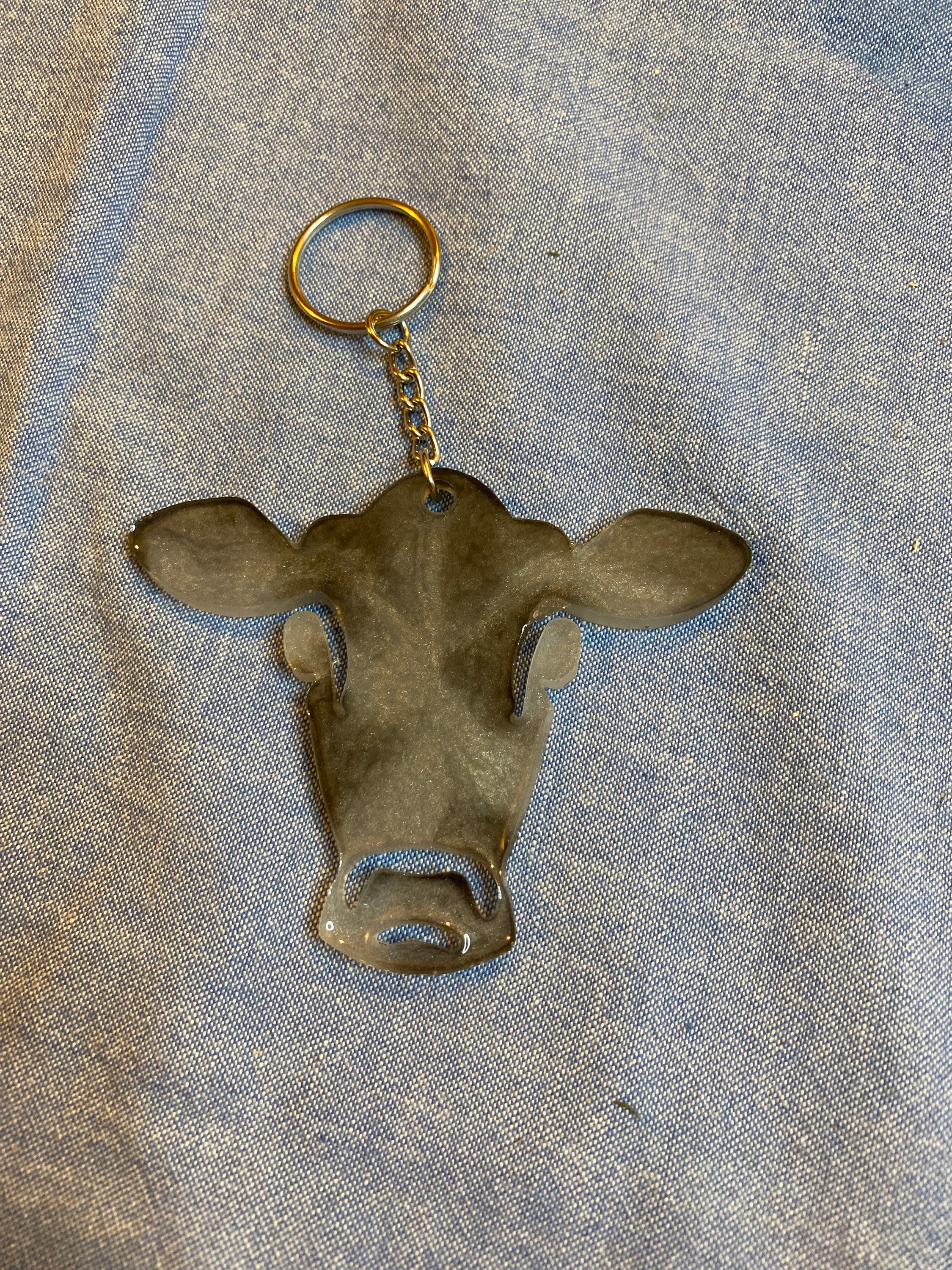 Resin Cow Keychain Etsy