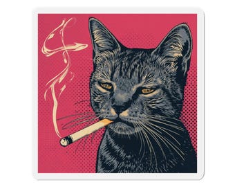 Smoking Cat Die-Cut Magnets, 02/04
