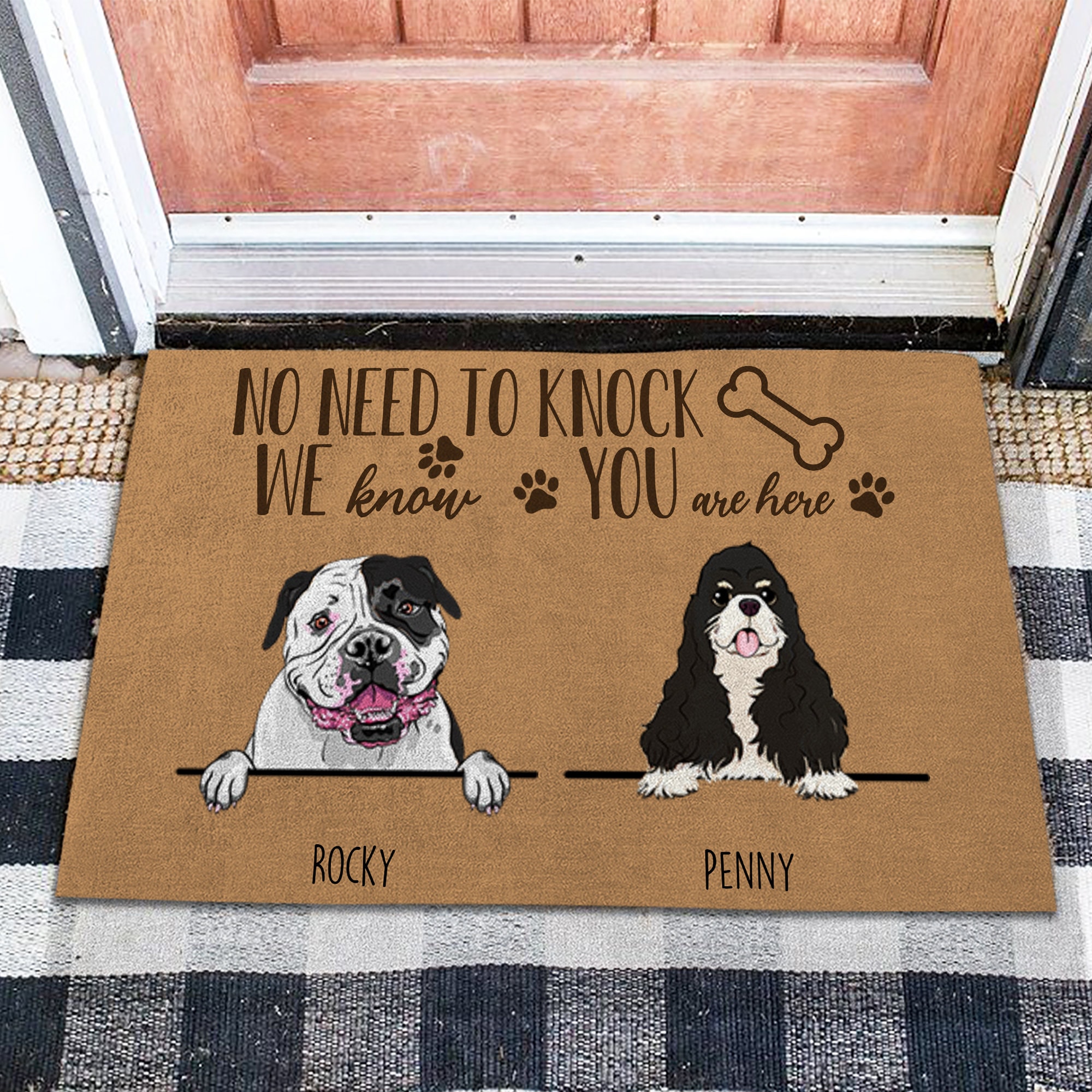 Personalized Doormat No Need To Knock British Bulldog Dog Gift Etsy