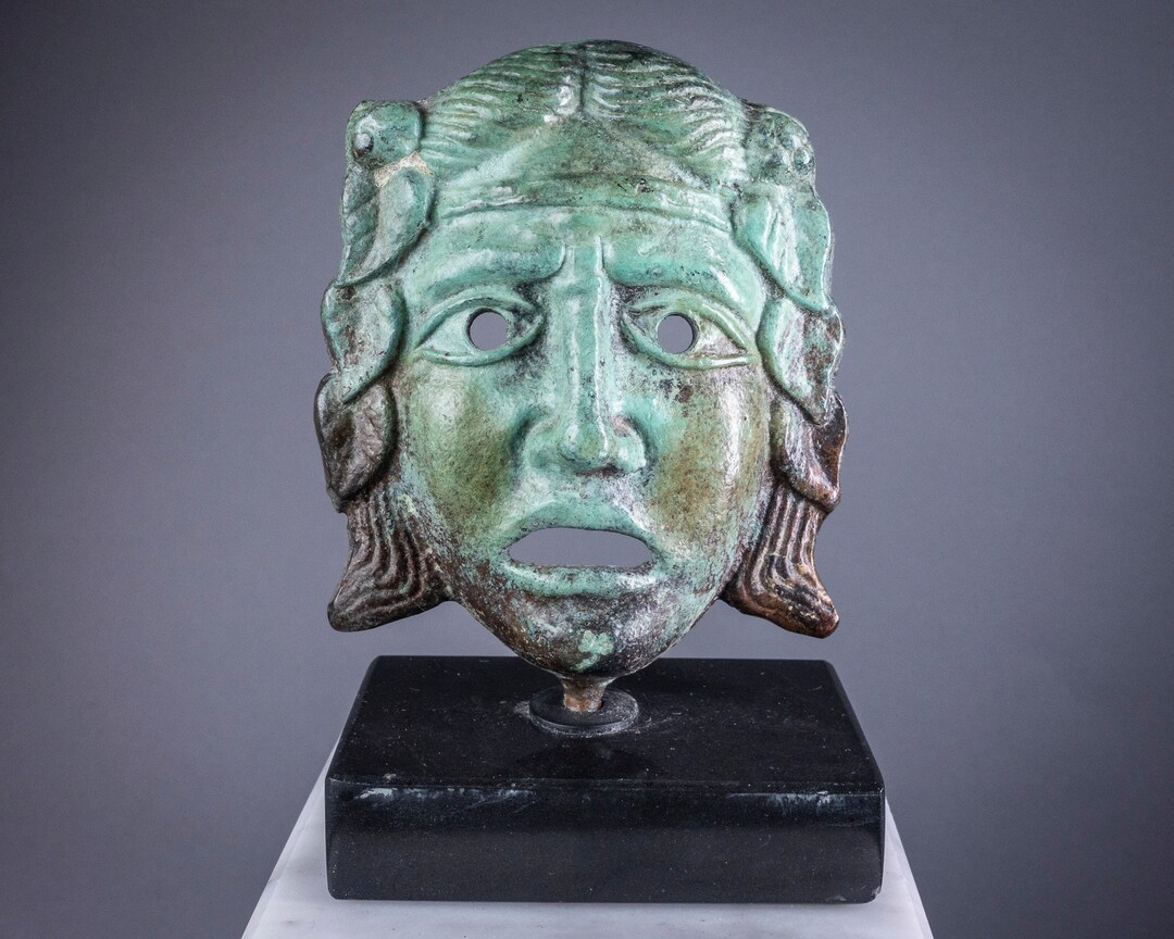 Ancient Greek Theater Mask 4 Brass Made In Athens Styled After 