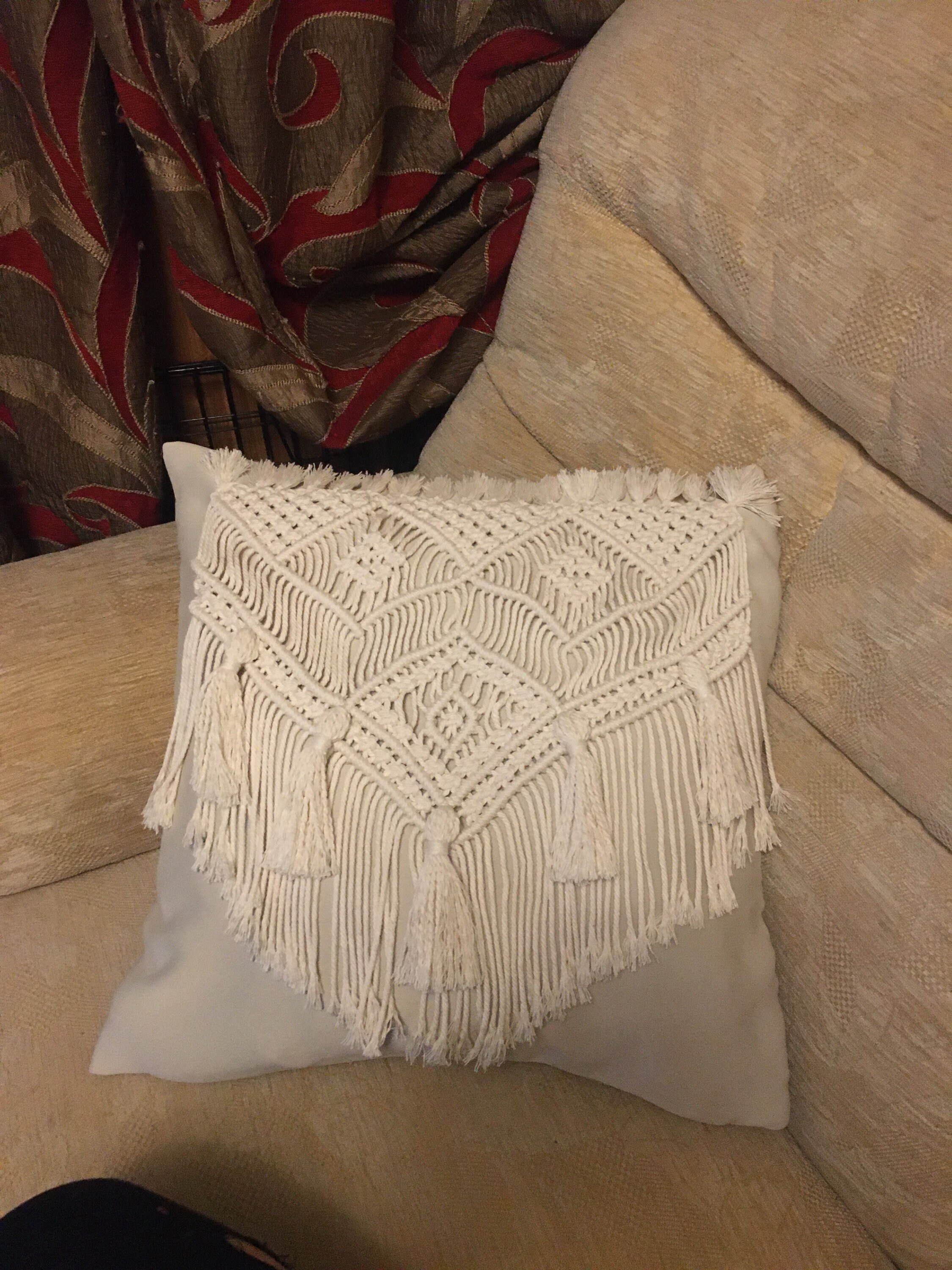 Macrame cushion cover boho macrame cushion cover cream Etsy