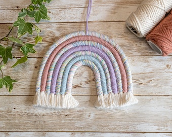 Large unicorn macrame rainbow, macrame rainbow in the UK, nursery decorations, multi colour rainbow, macrame wall hanger, xl macrame rainbow