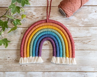 Large macrame rainbow, macrame rainbow, nursery decorations, chunky rainbow, macrame wall hanger, large macrame LGBTQ hanger, macrame UK