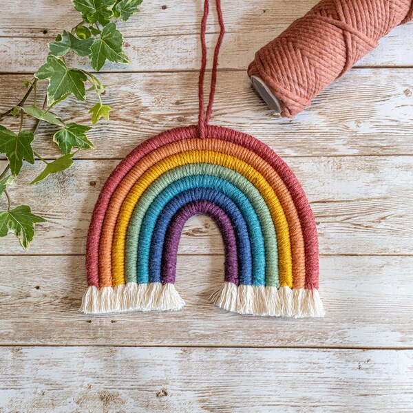 Large Chunky Macrame Rainbow Wall Hanging – Handmade Recycled Cotton, Nursery & LGBTQ Decor, UK Artisan Gift