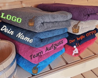 Personalisiertes Saunatuch 80x200 cm, 600 g/qm – Mit gesticktem Namen, Logo, Anker, Herz, Wunschtext – Wellness, Sport, Handtuch, Duschtuch