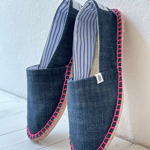 handmade Breakfast Berlin JEANS Espandrillias "NEONFlitz" lined with fine BAUMWOLLSTOFF