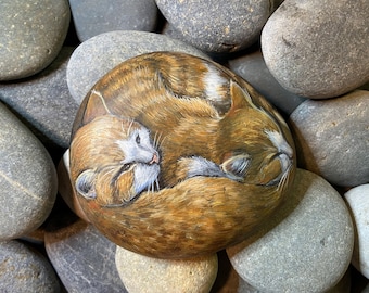 Custom Cat Duo Portrait on Natural Stone