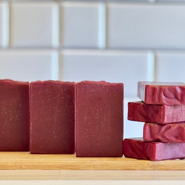 Burgundian Lavender & Lemongrass - Wisconsin-Made Tallow Soap w/ Essential Oils and Colored Naturally w/ Himalayan Rhubarb Root Powder