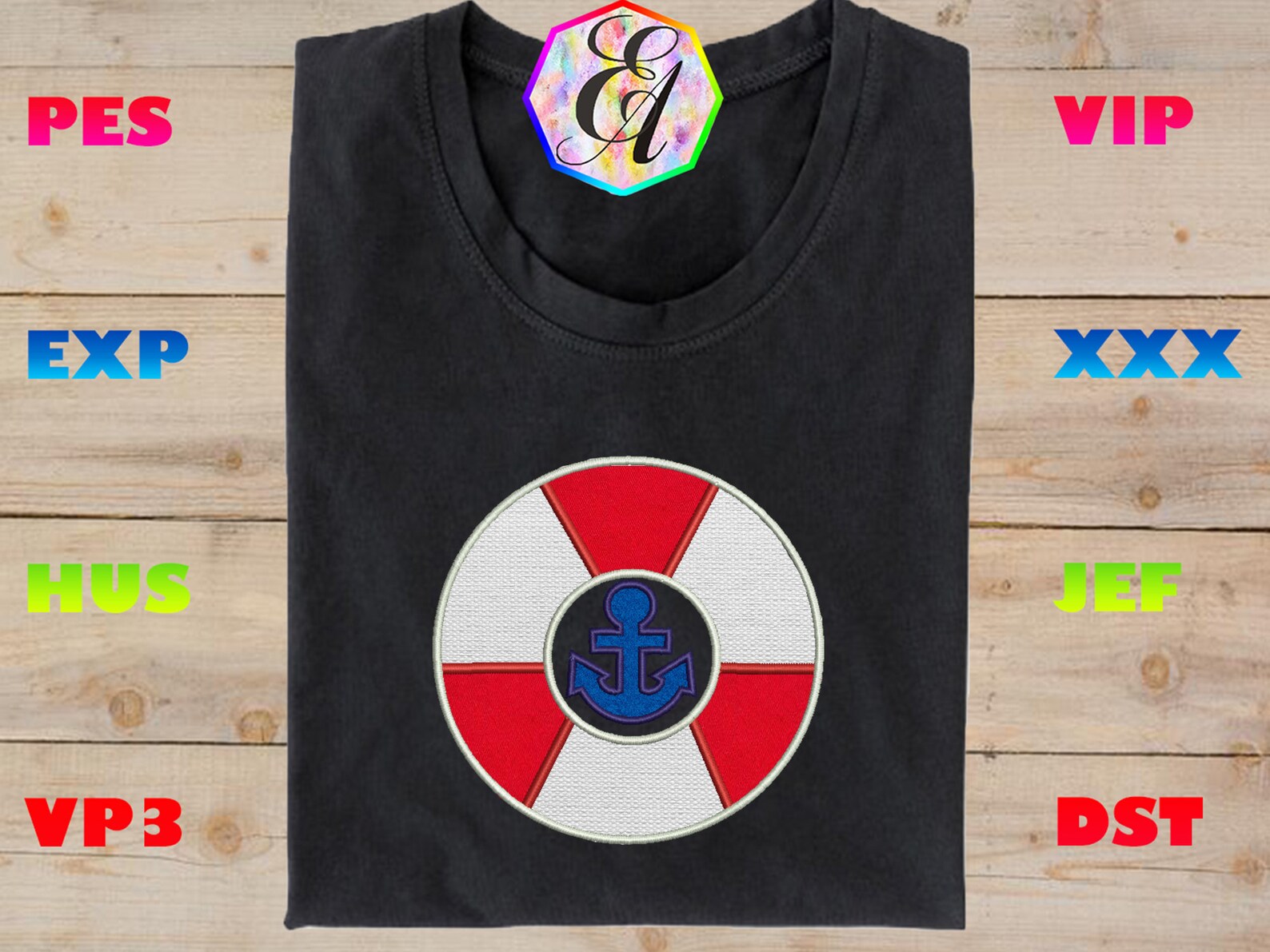 Anchor embroidery design lifebuoy embroidery applique  etsy