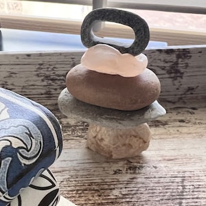 Mini Desert Cairn Drilled Stacking Stones with Quartz, Gift Sets