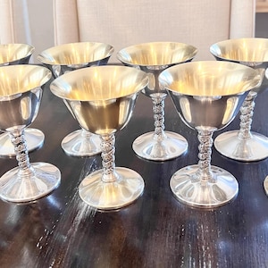 SIlver plated & Brass vintage wine goblets